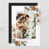 家族1植物松の木ブラッククリスマス シーズンカード (正面/裏面)