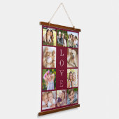 家族10フォトコラージブルゴーニュ 吊り下げ型タペストリー (傾斜あり)