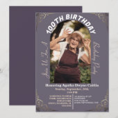 家族100歳誕生日パーティー シンプルフォト 招待状 (正面/裏面)