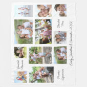 家族11写真コラージュセンチメンタル引用文名 フリースブランケット (正面)