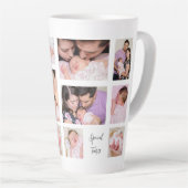家族11写真コラージュ感傷的引用文 カフェラテマグ (右アングル)