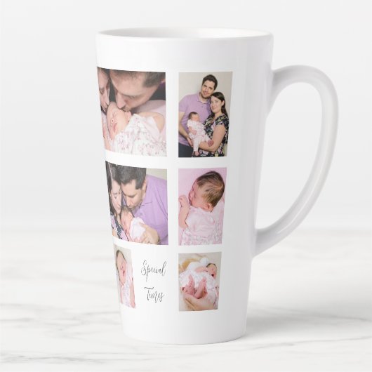 家族11写真コラージュ感傷的引用文 カフェラテマグ (右)