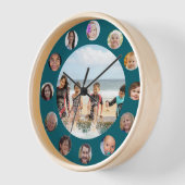 家族13フォトコラージラウンド 壁時計 (傾斜)