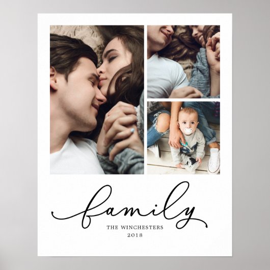家族16x20 3フォトコラージュ ポスター (正面)