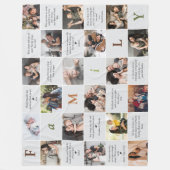 家族18写真コラージュと12個の個人メッセージ フリースブランケット (正面)