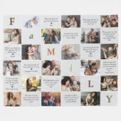 家族18写真コラージュと12個の個人メッセージ フリースブランケット (正面(横))