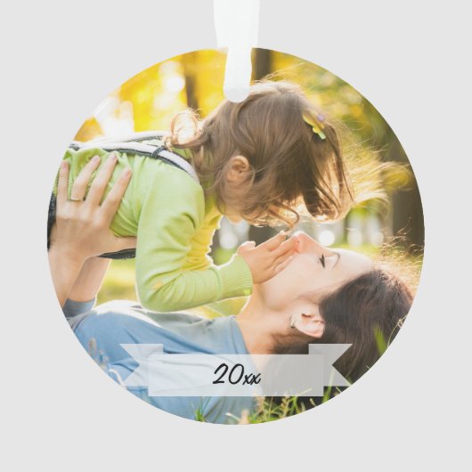 家族2の写真のクリスマスの休日の原稿のモダン オーナメント (裏面)
