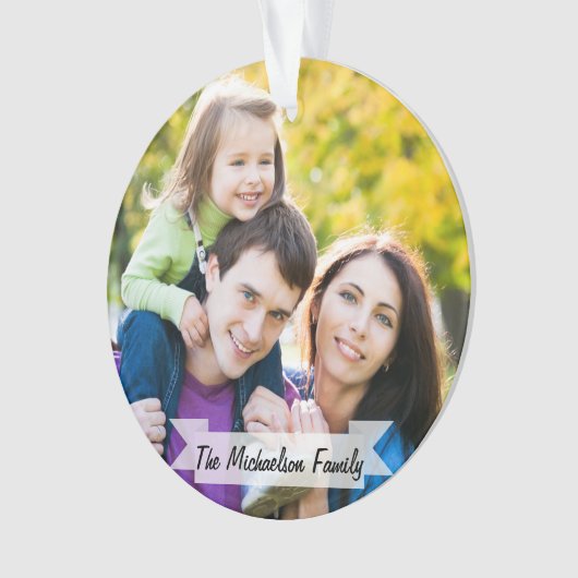 家族2の写真のクリスマスの休日の原稿のモダン オーナメント (正面)