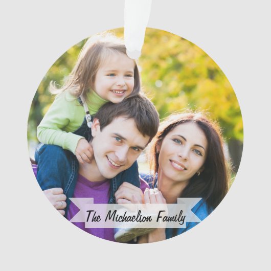 家族2の写真のクリスマスの休日の原稿のモダン オーナメント (正面)
