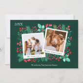 家族2フォトコラージクリスマスウォーターの色 シーズンカード (正面)