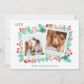 家族2フォトコラージクリスマスウォーターの色 シーズンカード (正面)