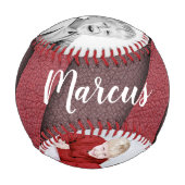 家族2フォトコラージュ革プリント父の日 野球ボール (裏面)