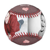 家族2フォトコラージュ革プリント父の日 野球ボール (正面)