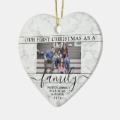 家族2フォト初めてのクリスマスフェイク大理石ハート セラミックオーナメント (左)