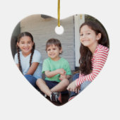 家族2写真初めてのクリスマス紫金ゴールドハート セラミックオーナメント (裏面)