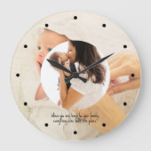 家族2枚フォトコラージュシンプルのラウンドフレーム ラージ壁時計 (正面)