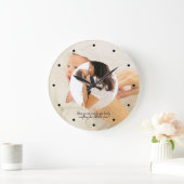 家族2枚フォトコラージュシンプルのラウンドフレーム ラージ壁時計 (ホーム)