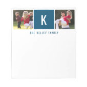 家族2枚フォトブルーパーソナライズされたメモ帳 ノートパッド (正面)