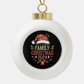 家族2024クリスマスマッチングコスチュームサンタ セラミックボールオーナメント (正面)
