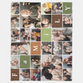 家族22枚フォトコラージュ フリースブランケット (正面)
