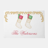 家族2 – 水彩モノグラムストッキング ドアマット (正面)