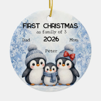 家族3人での初めてのクリスマス セラミックオーナメント