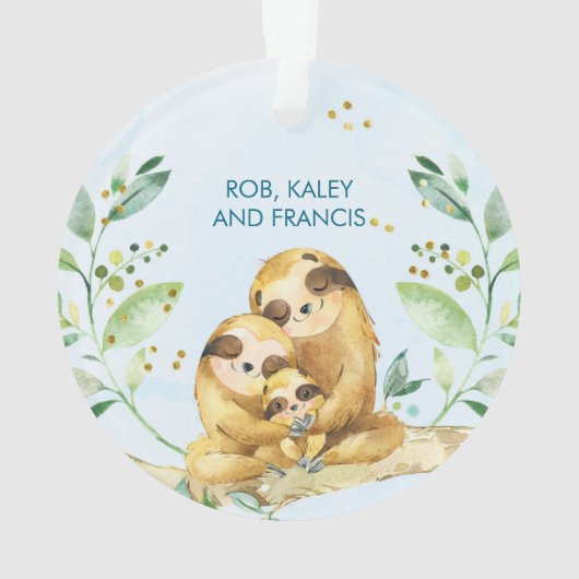 家族3人で初めてのクリスマスをだます オーナメント (裏面)