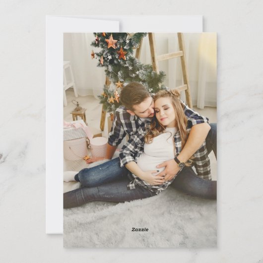 家族3人の最高のプレゼント 妊娠2枚の写真 青 シーズンカード (裏面)