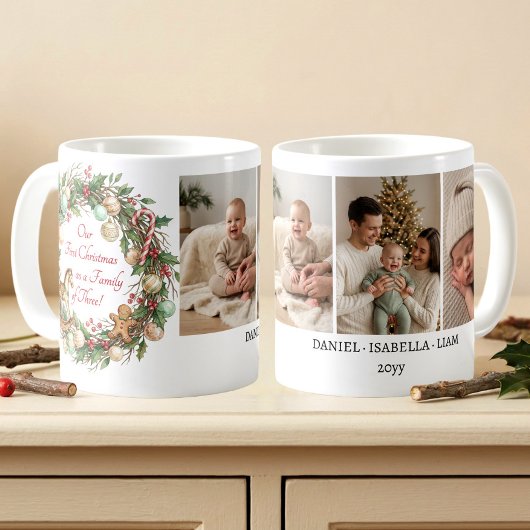 家族3人初めてのクリスマスフォト コーヒーマグカップ