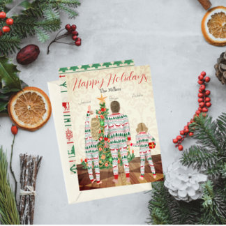 家族3人用 フラット ホリデー カード