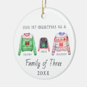 家族3人 初めてのクリスマス オーナメント (左)