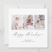 家族3枚の写真クリスマスハッピーホリデー シーズンカード (正面)