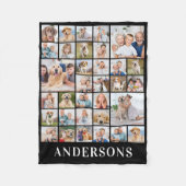 家族33フォトコラージュ名パーソナライズされたブラック フリースブランケット (正面)