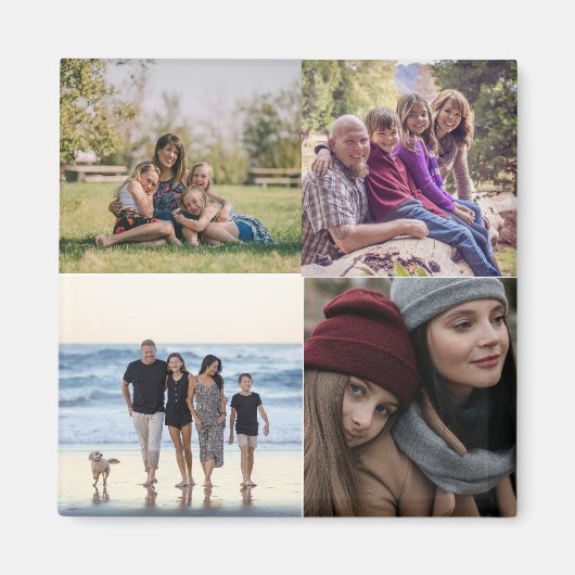 家族4の写真自分で作成 マグネット (正面)