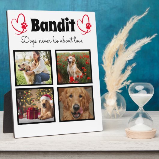 家族4カスタマイズphoto dog collage tabletop フォトプラーク (側面)