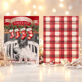 家族4クリスマスストッキング写真ベビー最初 シーズンカード