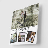 家族4フォトコラージュカスタムパーソナライズされた スクエア壁時計 (傾斜)