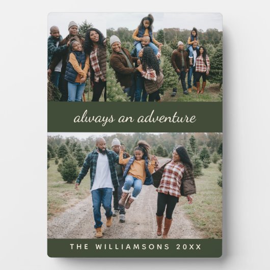 家族4フォトコラージュ名前をカスタムすると引用文グリーン フォトプラーク (正面)