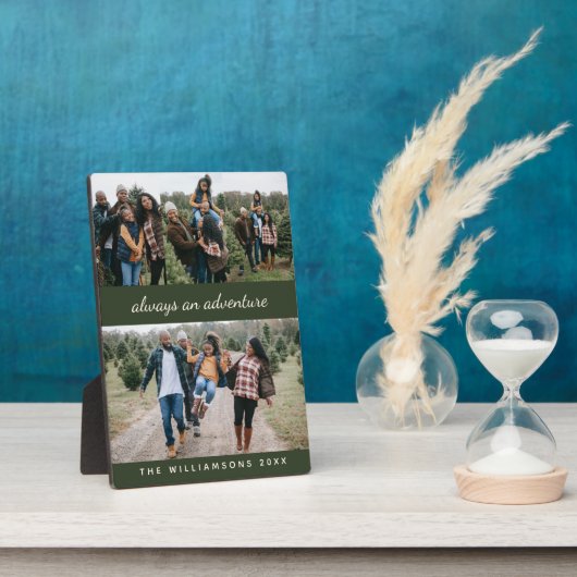 家族4フォトコラージュ名前をカスタムすると引用文グリーン フォトプラーク (側面)