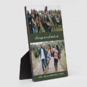 家族4フォトコラージュ名前をカスタムすると引用文グリーン フォトプラーク (側面)