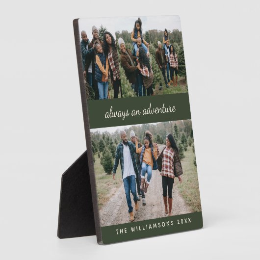 家族4フォトコラージュ名前をカスタムすると引用文グリーン フォトプラーク (側面)