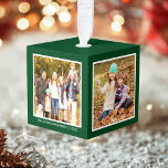家族4フォトコラージンググリーン キューブオーナメント<br><div class="desc">家族の写真4 Photo Collage Green Cubeオーナメント</div>
