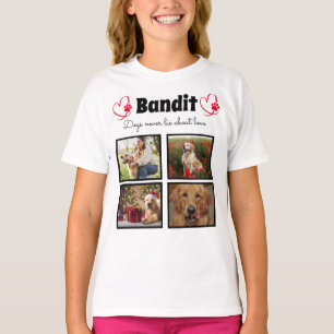 家族4写真カスタマイズ女の子のための犬のコラージュ Tシャツ