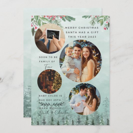 家族4妊娠の発表水の色 シーズンカード (正面/裏面)