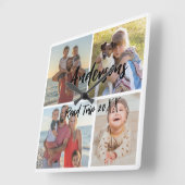 家族4枚の写真アパーソナライズされたクリル壁時計 スクエア壁時計 (傾斜)