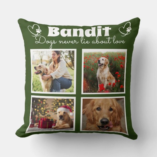 家族4枚カスタマイズ写真犬コラージュ クッション (正面)