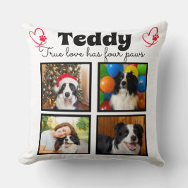 家族4枚カスタマイズ写真犬コラージュ クッション