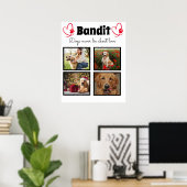 家族4枚カスタマイズ写真犬コラージュ ポスター (ホームオフィス)