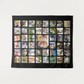 家族45フォトコラージュ名黒 タペストリー (正面(横))