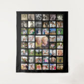 家族45フォトコラージュ名黒 タペストリー (正面)